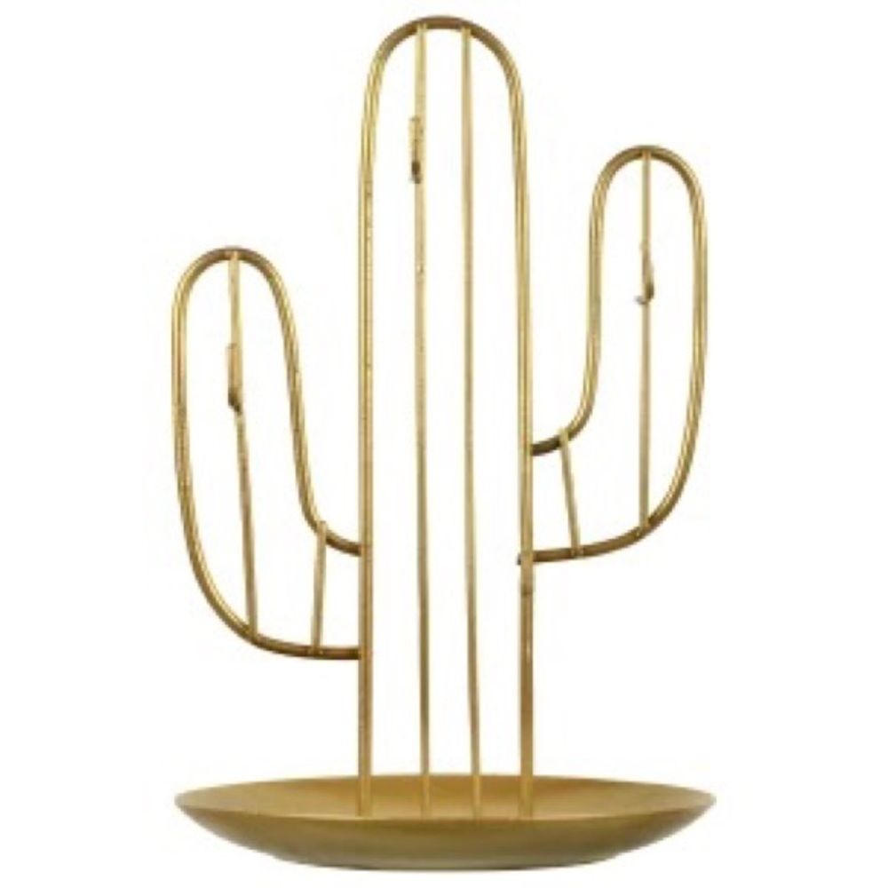 Gold cactus jewelry holder tray